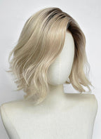 Blonde With Dark Roots Wavy Mono Top Kanekalon Lace Wig MN022