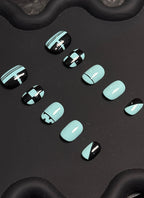 KPop Demon Hunters Saja Boys Baby Inspired Green Square Handmade Press-On Nails NF096