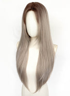 Ash Brown With Dark Roots Straight Synthetic Hair Wig NLCS032
