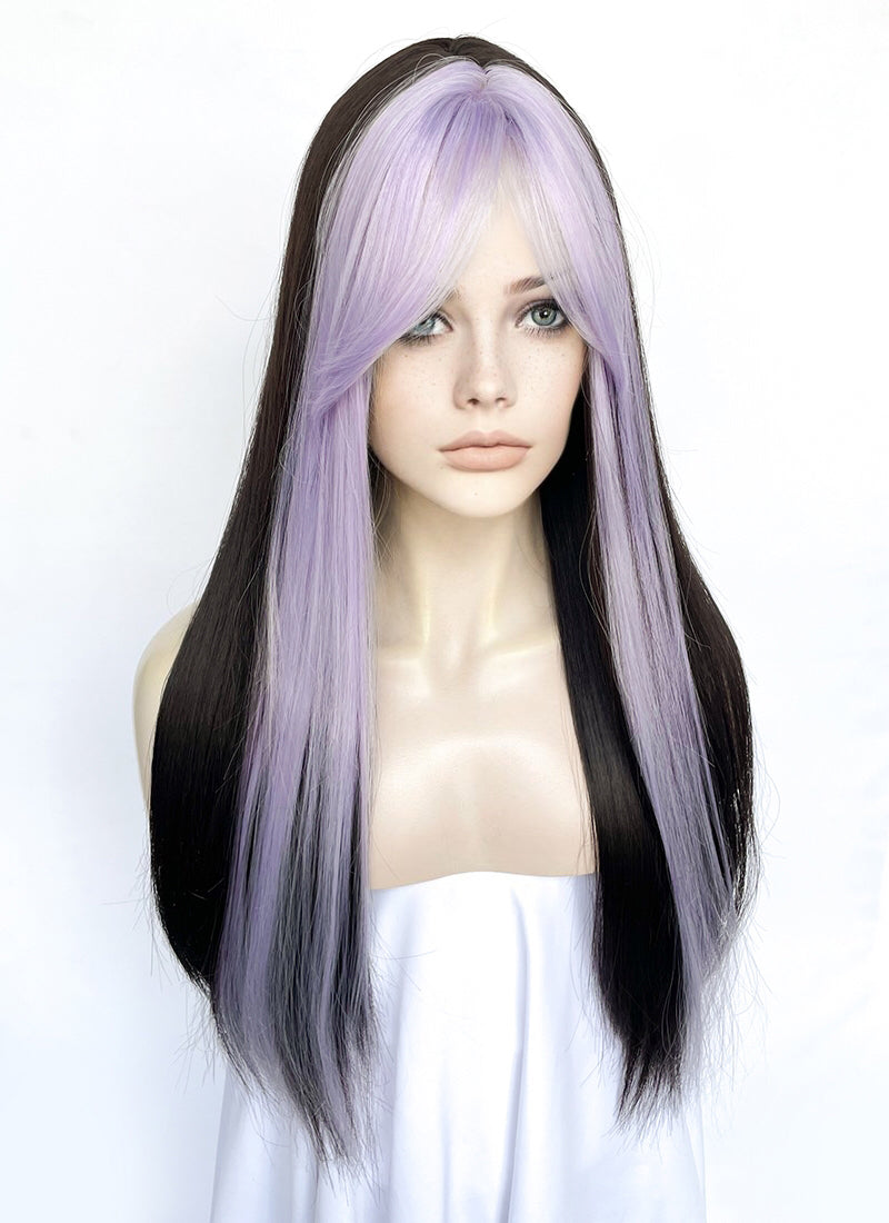 Purple Mixed Black Straight Synthetic Hair Wig NS538