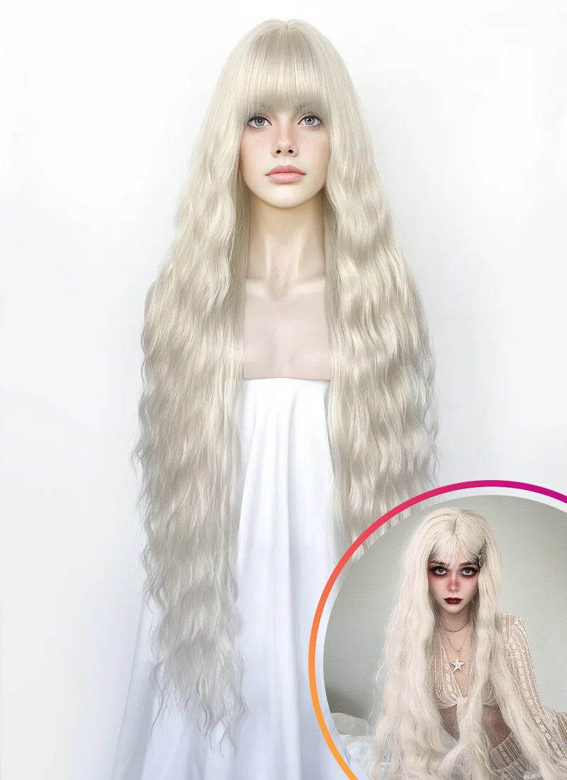 Platinum Blonde Wavy Synthetic Hair Wig NS579