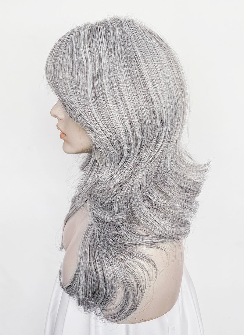 Silver Grey Wavy Synthetic Hair Wig NS619