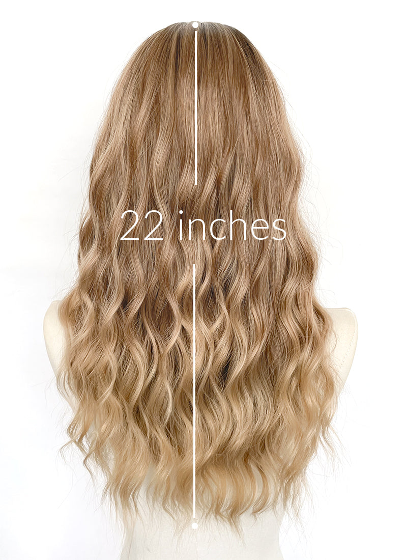 Brown Blonde Ombre Wavy Synthetic Hair Wig NS628