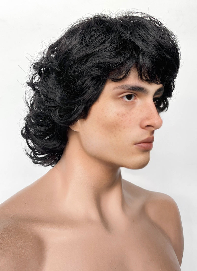 Stranger Things Mike Wheeler Black Curly Synthetic Men's Wig TB1769A