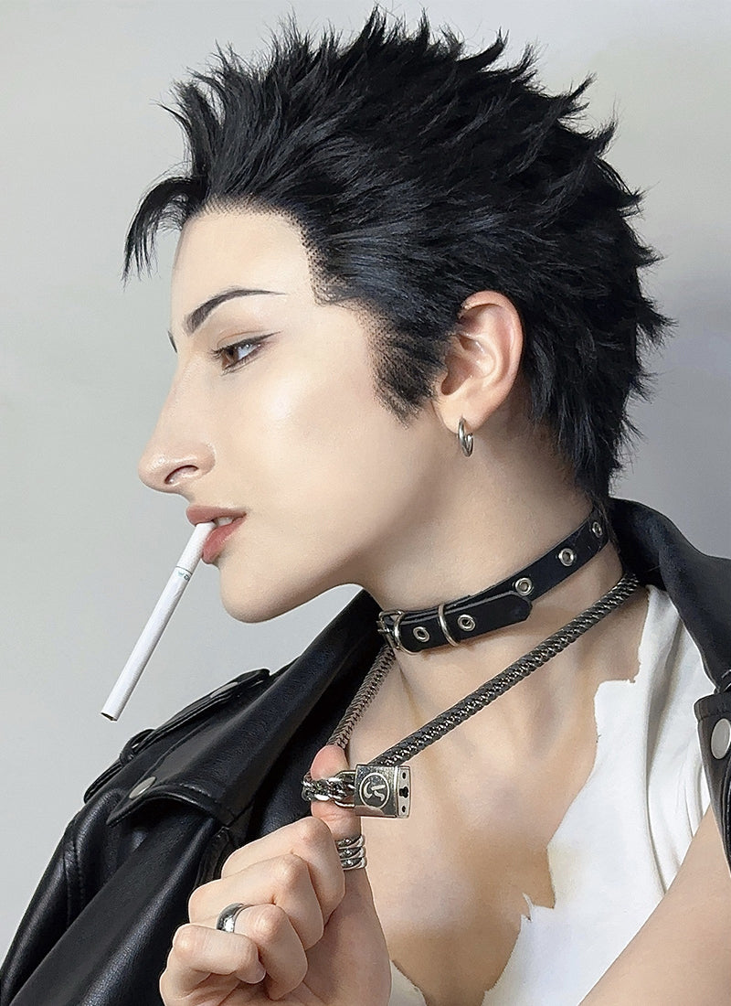 Nana Ren Honjo Black Wavy Lace Front Synthetic Men's Wig LF6075