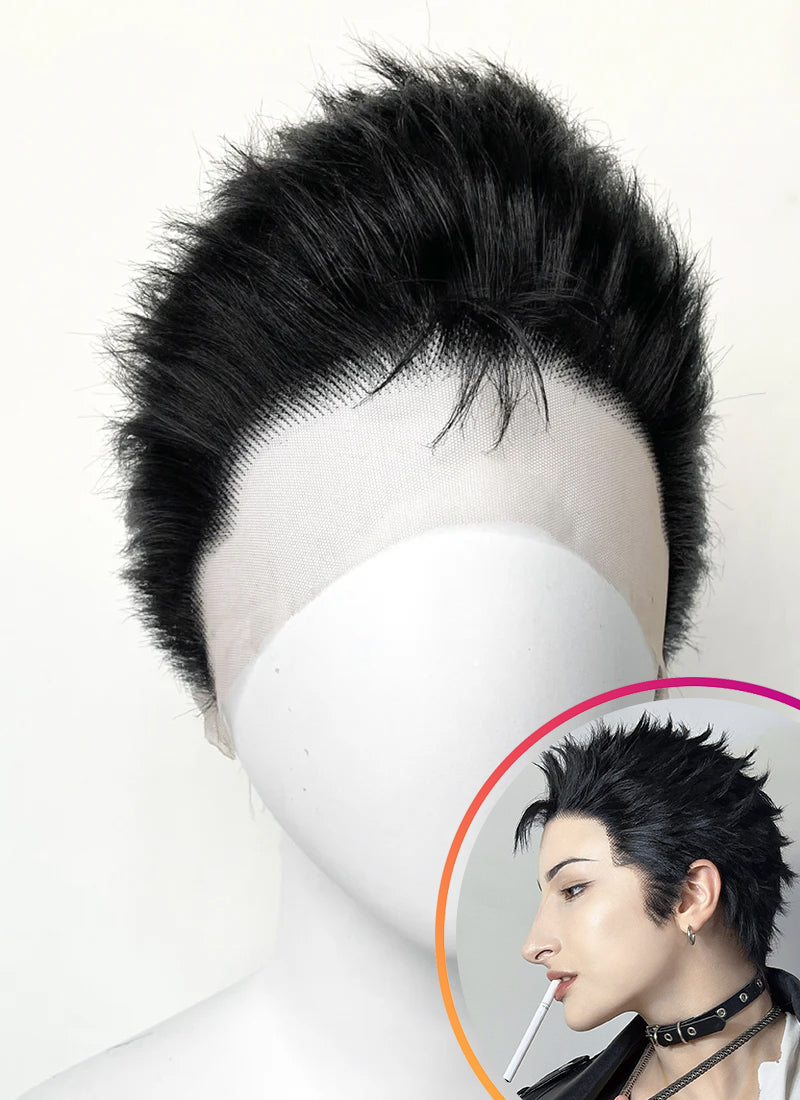 Nana Ren Honjo Black Wavy Lace Front Synthetic Men's Wig LF6075