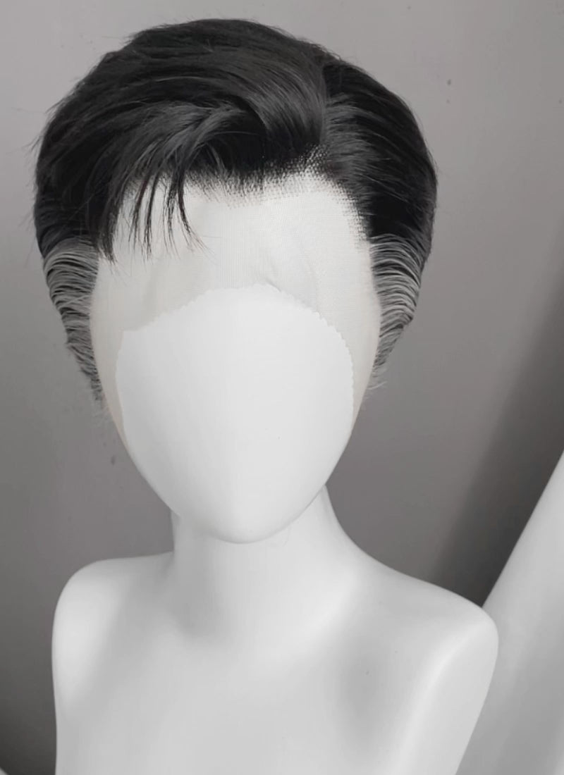 Marvel Doctor Strange Black Mixed Grey Straight Lace Front Synthetic Men's Wig LF8057