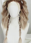 Balayage Blonde Highlights Money Piece Wavy Lace Front Synthetic Wig LF3233