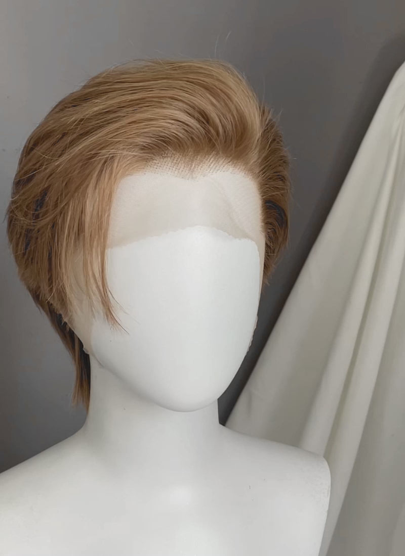 Medium Blonde Straight Lace Front Synthetic Men's Wig LF8078