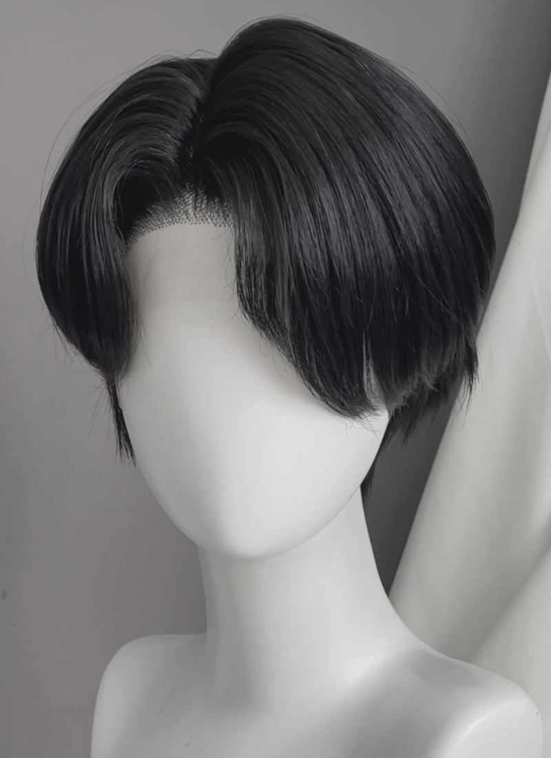 KPop Demon Hunters Saja Boys JINU Jet Black Straight Lace Front Synthetic Men's Wig LF6140
