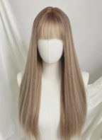 Brown With Blonde Highlights Straight Synthetic Hair Wig NS525