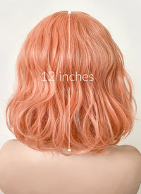 Pastel Peach Pink Wavy Bob Synthetic Wig CM197