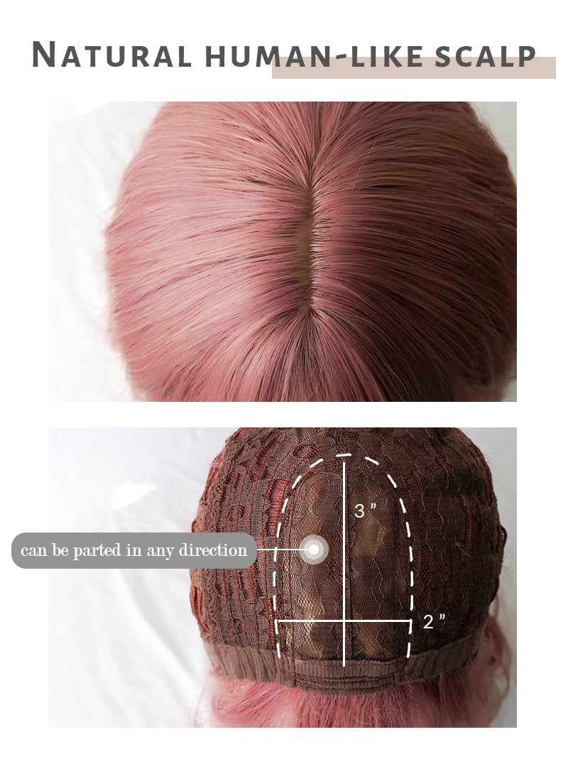 Pink Wavy Synthetic Wig NS063