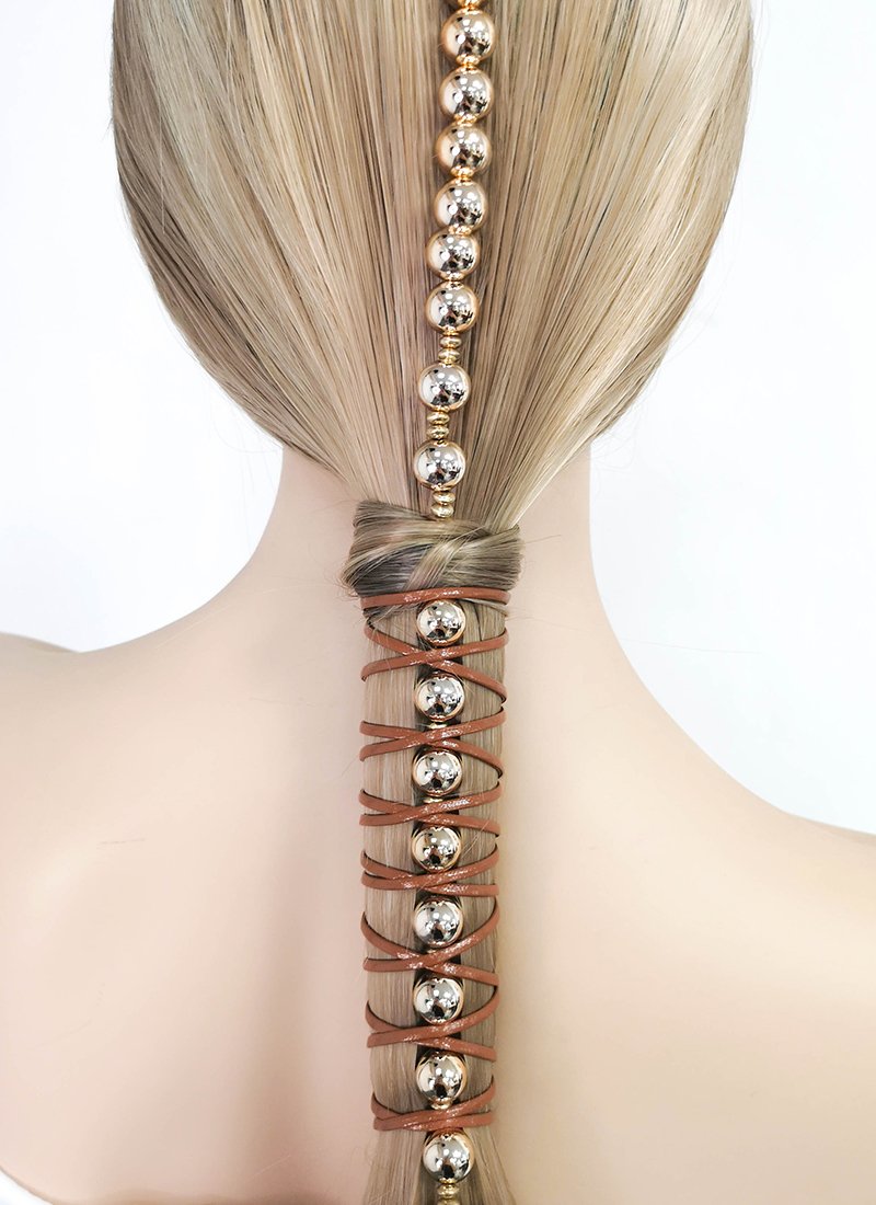 Gold Beads Strand Clip-on Hair Accessories HD001