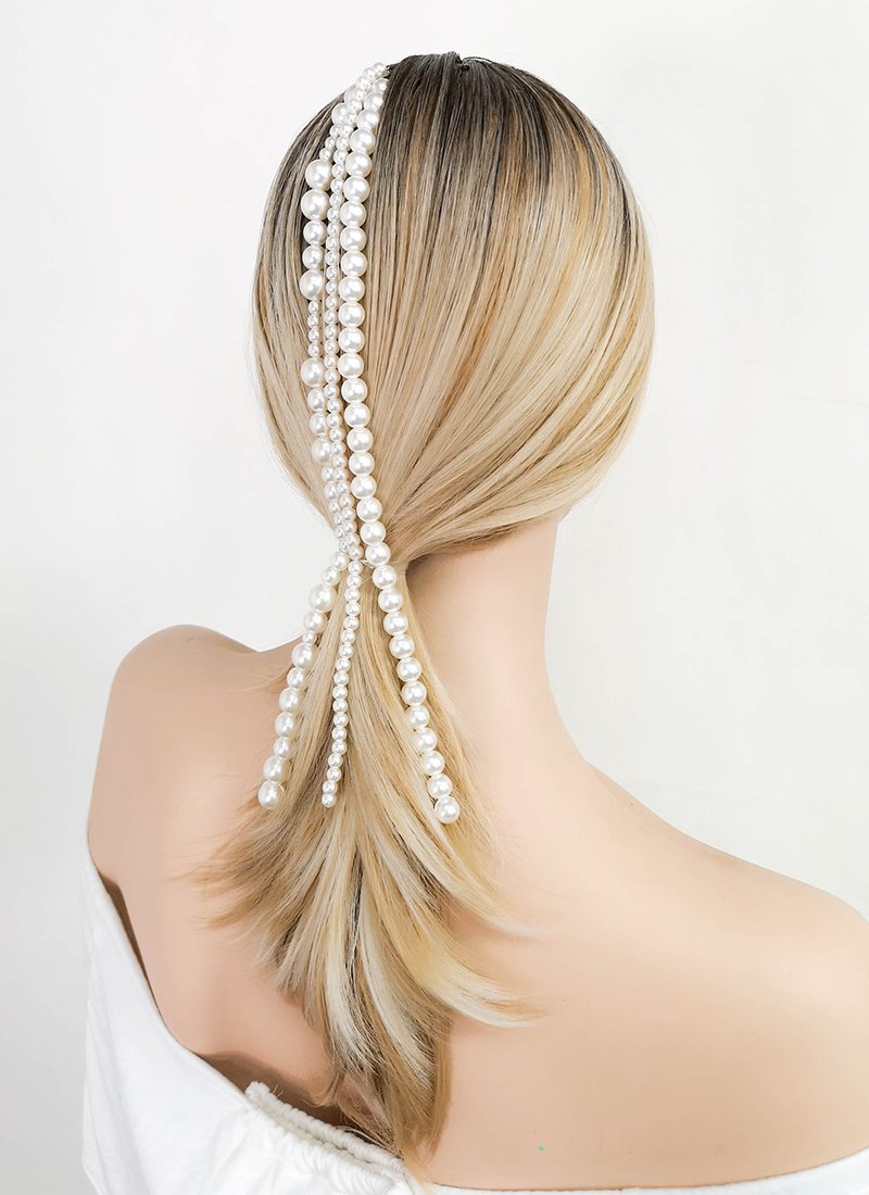 White Beads Strand Clip-on Hair Accessories HD002