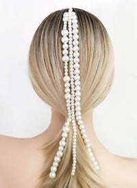 White Beads Strand Clip-on Hair Accessories HD002