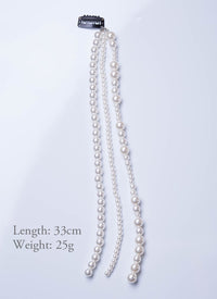 White Beads Strand Clip-on Hair Accessories HD002