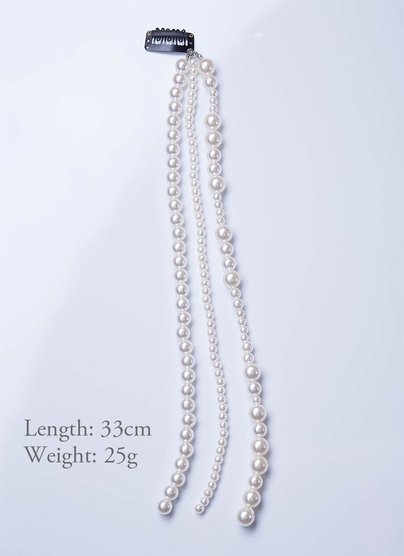 White Beads Strand Clip-on Hair Accessories HD002