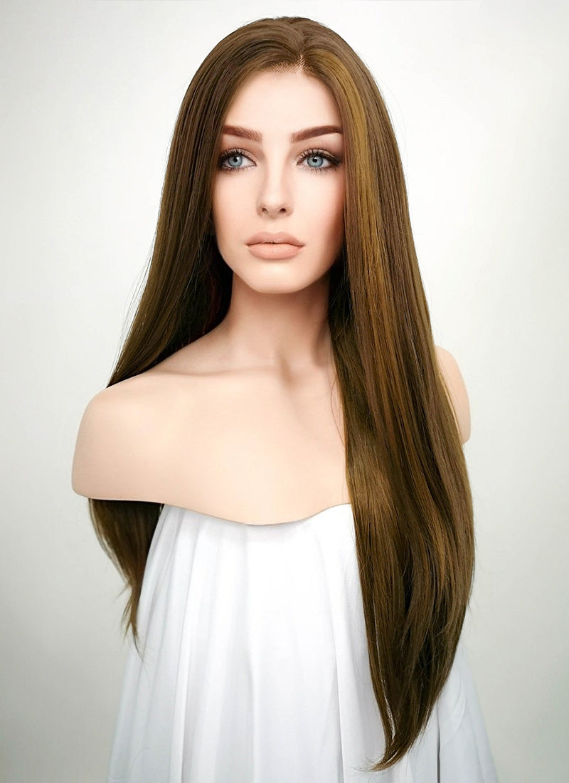 Brunette Straight Lace Front Synthetic Wig LF006