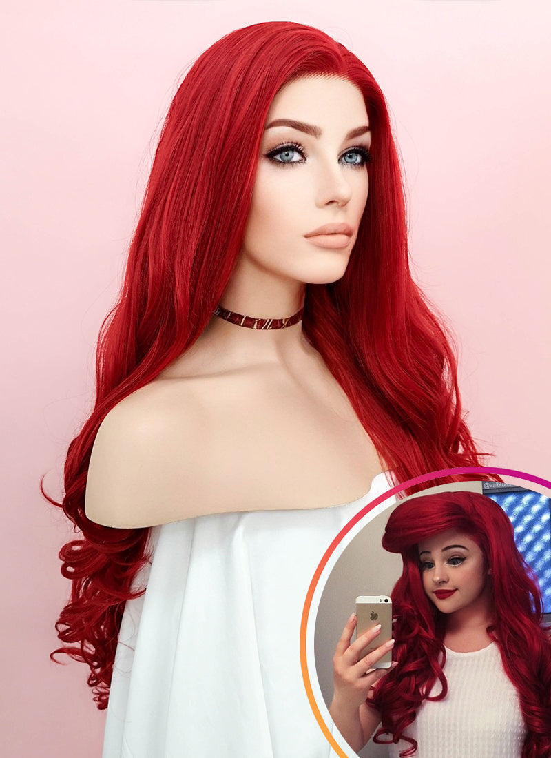 Wavy Red Lace Front Synthetic Wig LF085