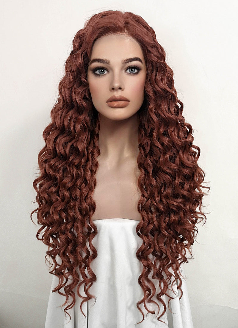 Auburn Curly Lace Front Synthetic Wig LF1308