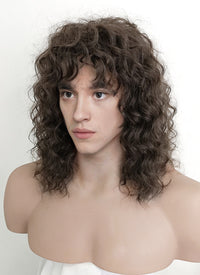 Stranger Things Eddie Munson Brunette Spiral Curly Lace Front Synthetic Men's Wig LF1310A