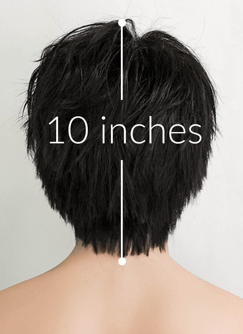 Black Straight Pixie Lace Front Synthetic Men's Wig LF1312B (Customisable)