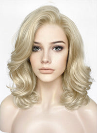 Light Ash Blonde Wavy Lace Front Synthetic Wig LF1319