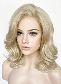 Light Ash Blonde Wavy Lace Front Synthetic Wig LF1319