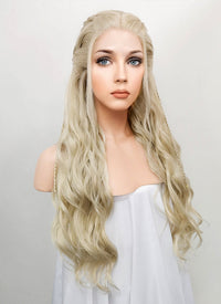 Light Ash Blonde Braided Lace Front Synthetic Wig LF2017