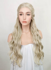 Game of Thrones Daenerys Targaryen Light Ash Blonde Braided Lace Front Synthetic Wig LF2039