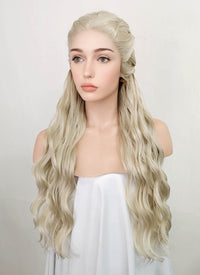 Game of Thrones Daenerys Targaryen Light Ash Blonde Braided Lace Front Synthetic Wig LF2039