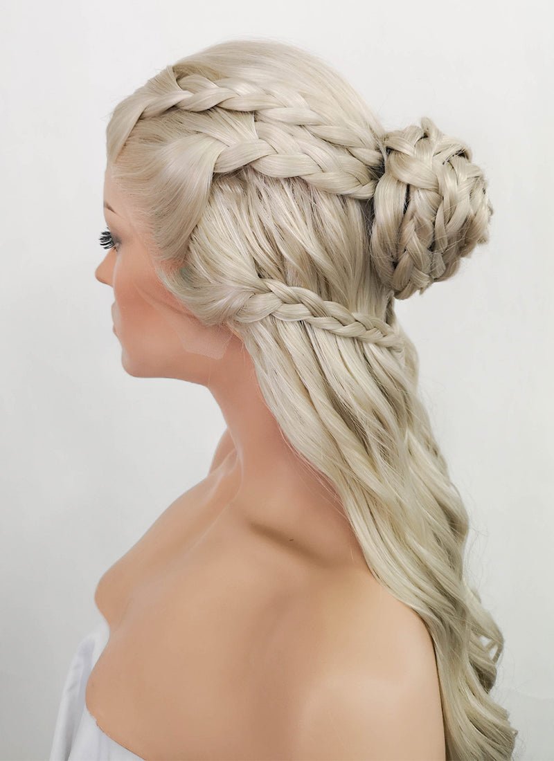 Game of Thrones Daenerys Targaryen Light Ash Blonde Braided Lace Front Synthetic Wig LF2039