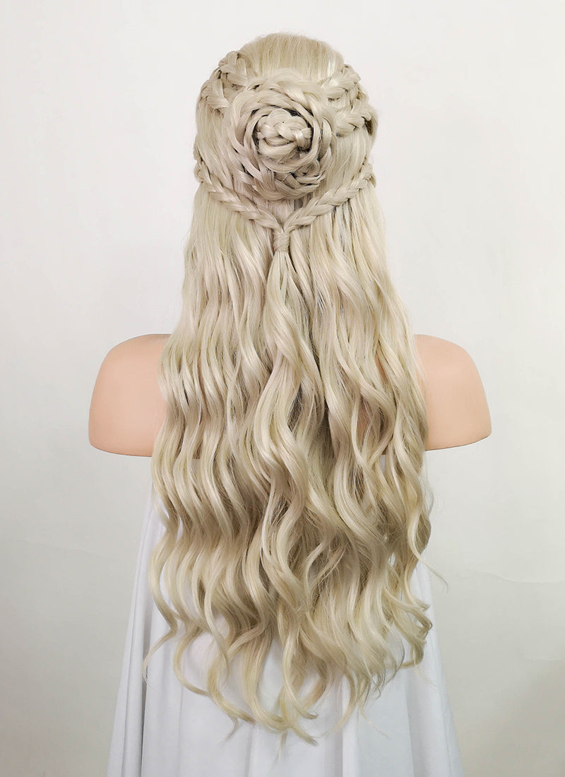 Game of Thrones Daenerys Targaryen Light Ash Blonde Braided Lace Front Synthetic Wig LF2039