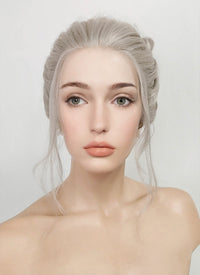 Pastel Grey Braided Lace Front Synthetic Wig LF2088