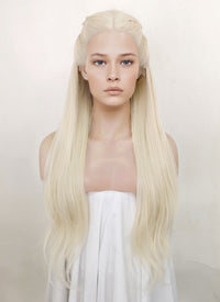 House of the Dragon Rhaenyra Targaryen Platinum Blonde Braided Lace Front Synthetic Wig LF2119