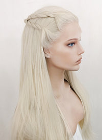 House of the Dragon Rhaenyra Targaryen Platinum Blonde Braided Lace Front Synthetic Wig LF2119