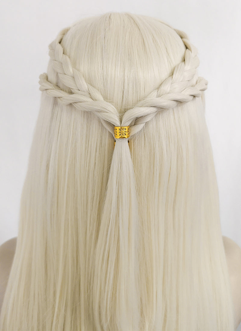 House of the Dragon Rhaenyra Targaryen Platinum Blonde Braided Lace Front Synthetic Wig LF2119