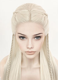Platinum Blonde Braided Lace Front Synthetic Wig LF2126
