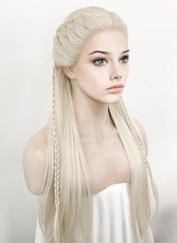 Platinum Blonde Braided Lace Front Synthetic Wig LF2126