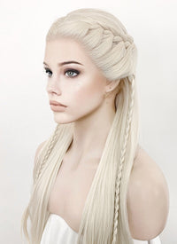 Platinum Blonde Braided Lace Front Synthetic Wig LF2126