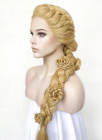 Tangled Rapunzel Blonde Braided Yaki Lace Front Synthetic Wig LF2136