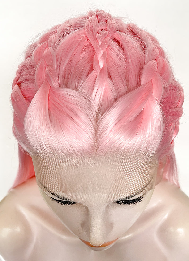 Pastel Pink Braided Lace Front Synthetic Wig LF2142