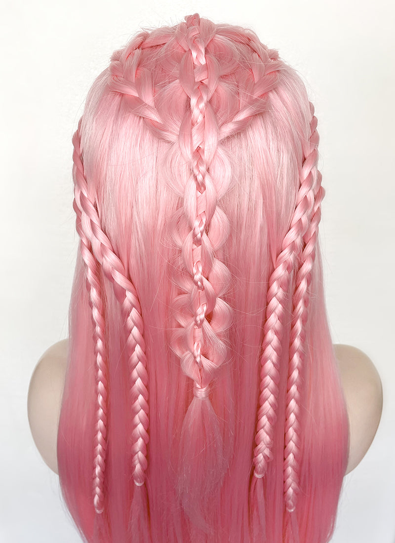 Pastel Pink Braided Lace Front Synthetic Wig LF2142