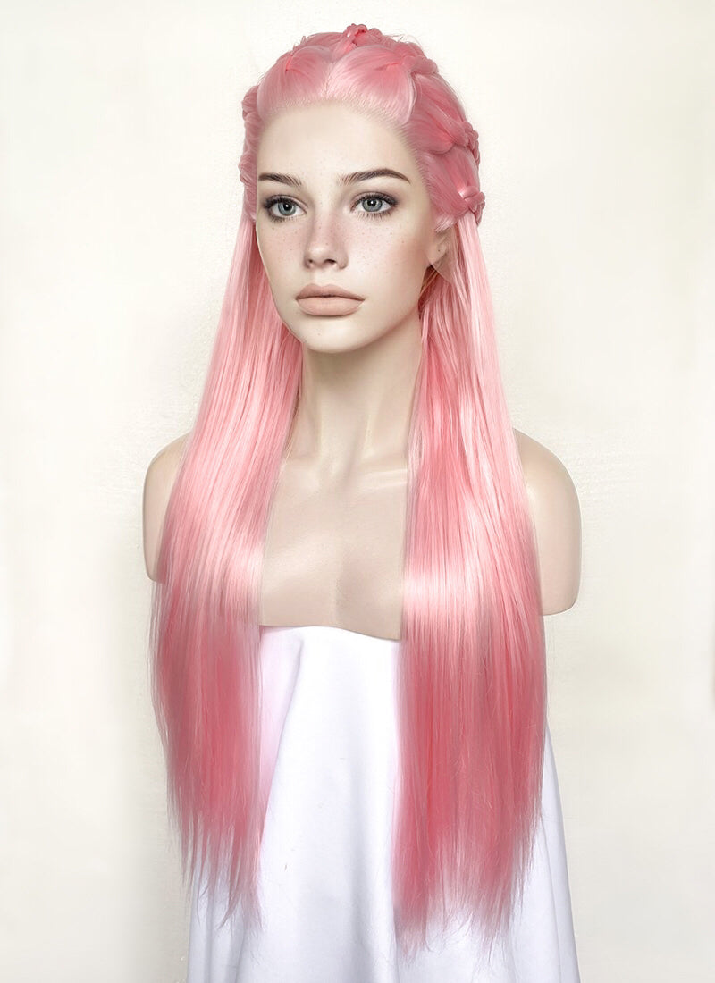 Pastel Pink Braided Lace Front Synthetic Wig LF2142