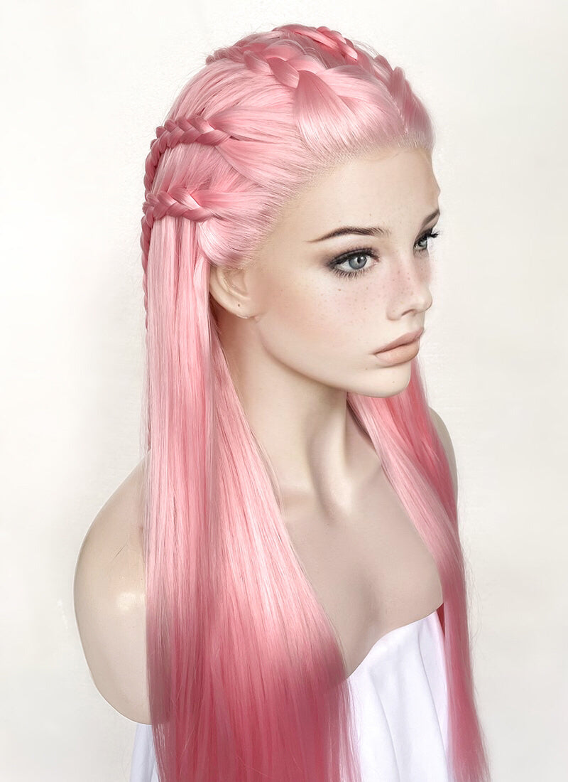 Pastel Pink Braided Lace Front Synthetic Wig LF2142