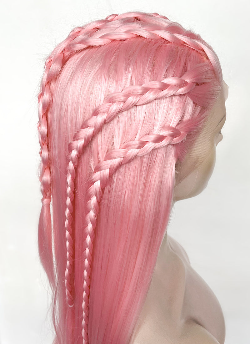 Pastel Pink Braided Lace Front Synthetic Wig LF2142