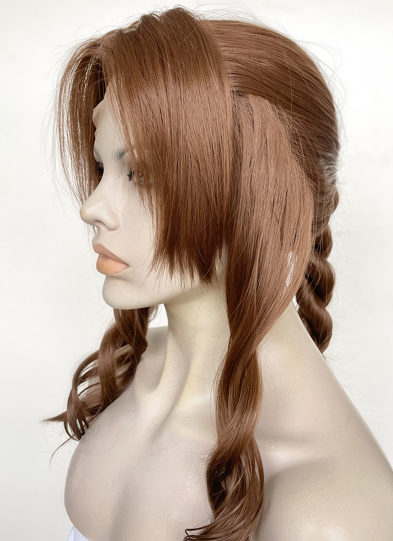 Final Fantasy Aerith Gainsborough Chestnut Brown Braided Lace Front Synthetic Wig LF2143