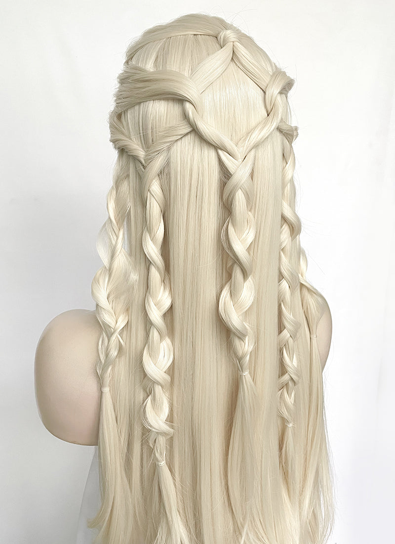 Platinum Blonde Braided Lace Front Synthetic Wig LF2152