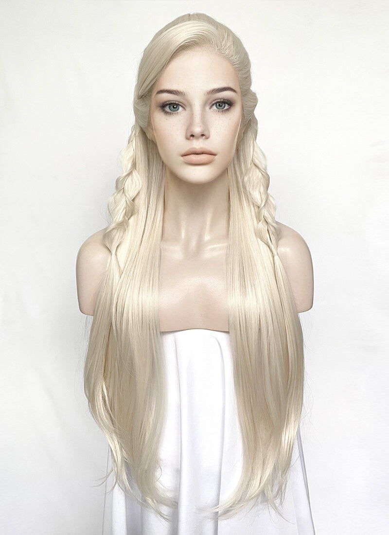 Platinum Blonde Braided Lace Front Synthetic Wig LF2152